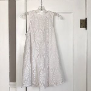 Sleeveless white lace lined sundress